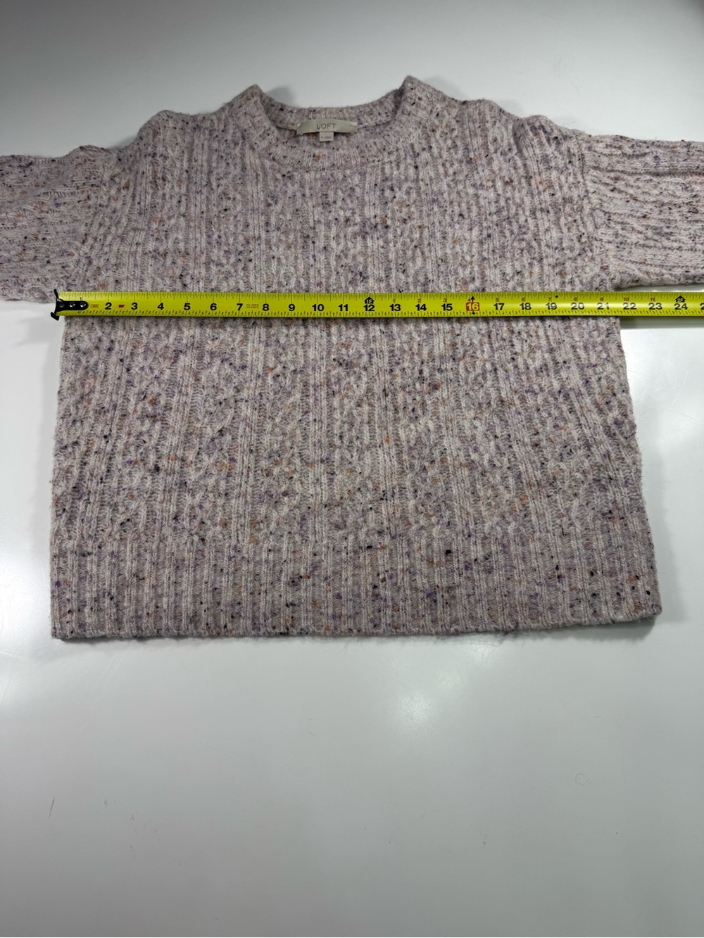 LOFT Soft Wool Blend Flecked Cream Crewneck Sweater - Picture 4 of 7